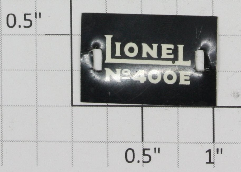 Lionel 400E-38 Black Slotted Number Board Plate with White Lettering