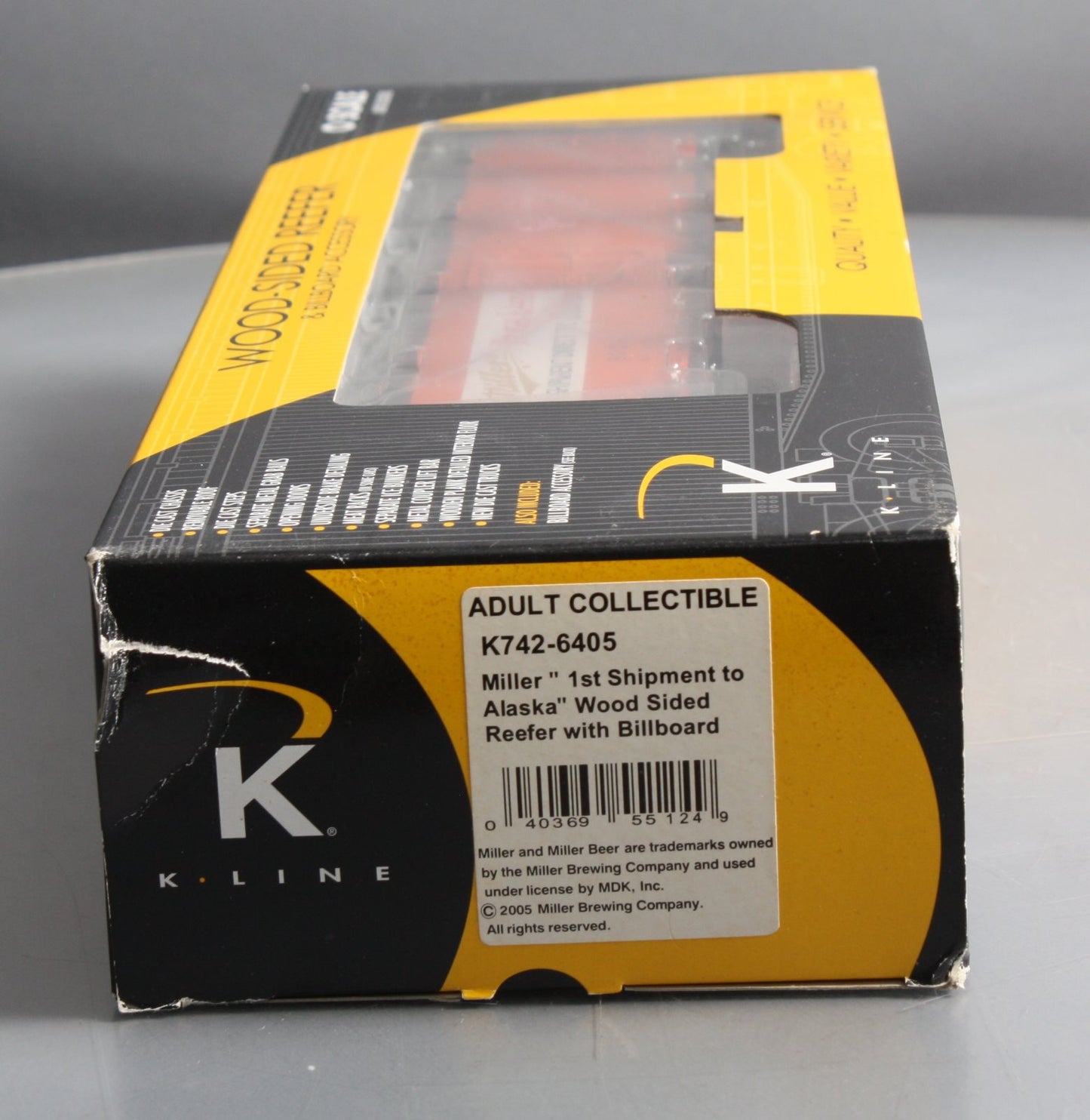 K-Line K742-6405 O Gauge Miller Woodside Reefer Car w/Billboard #8106 NIB