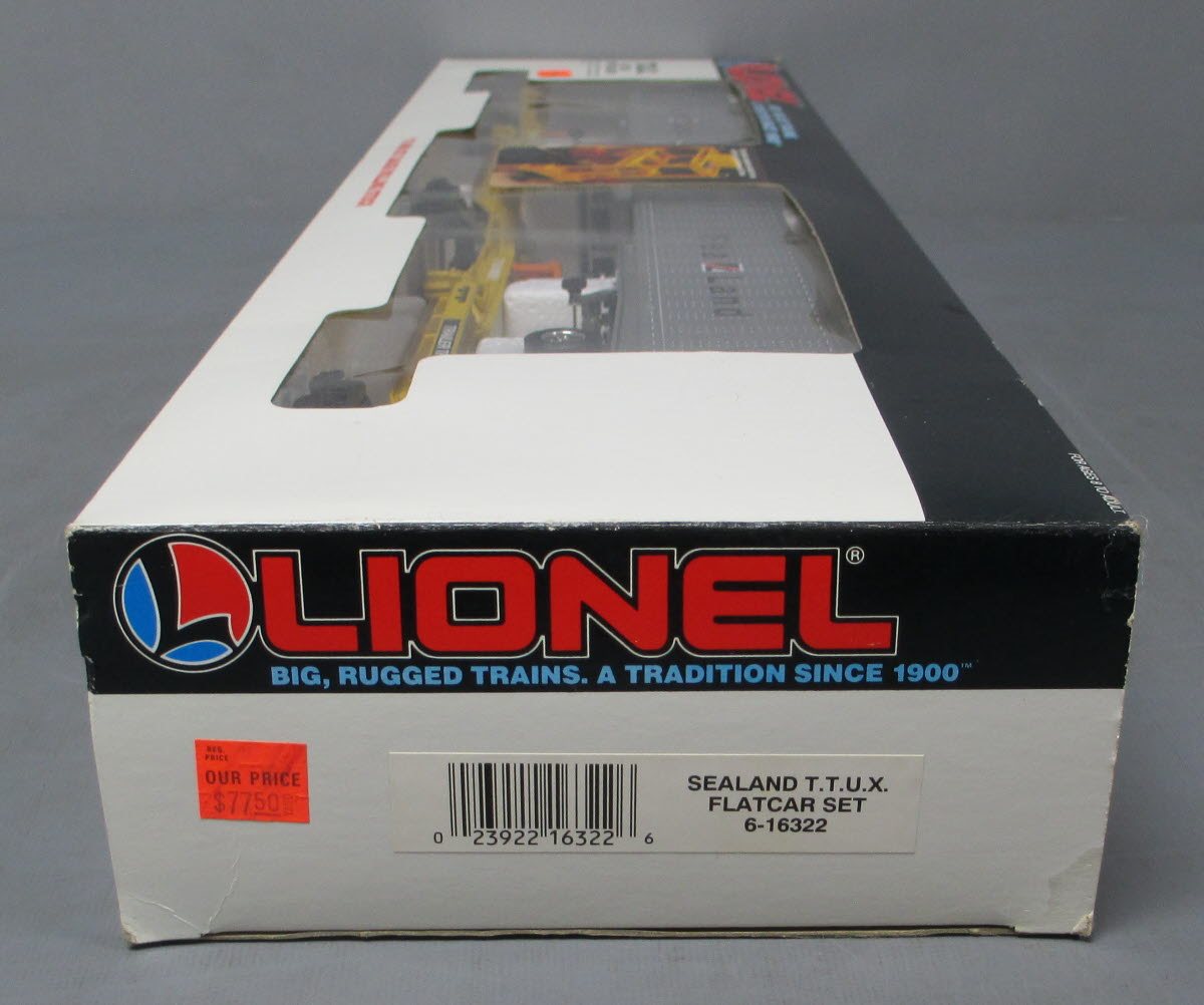 Lionel 6-16322 O Gauge TTUX Flatcar with 2 Sealand Trailers #16321, #16322 LN/Box
