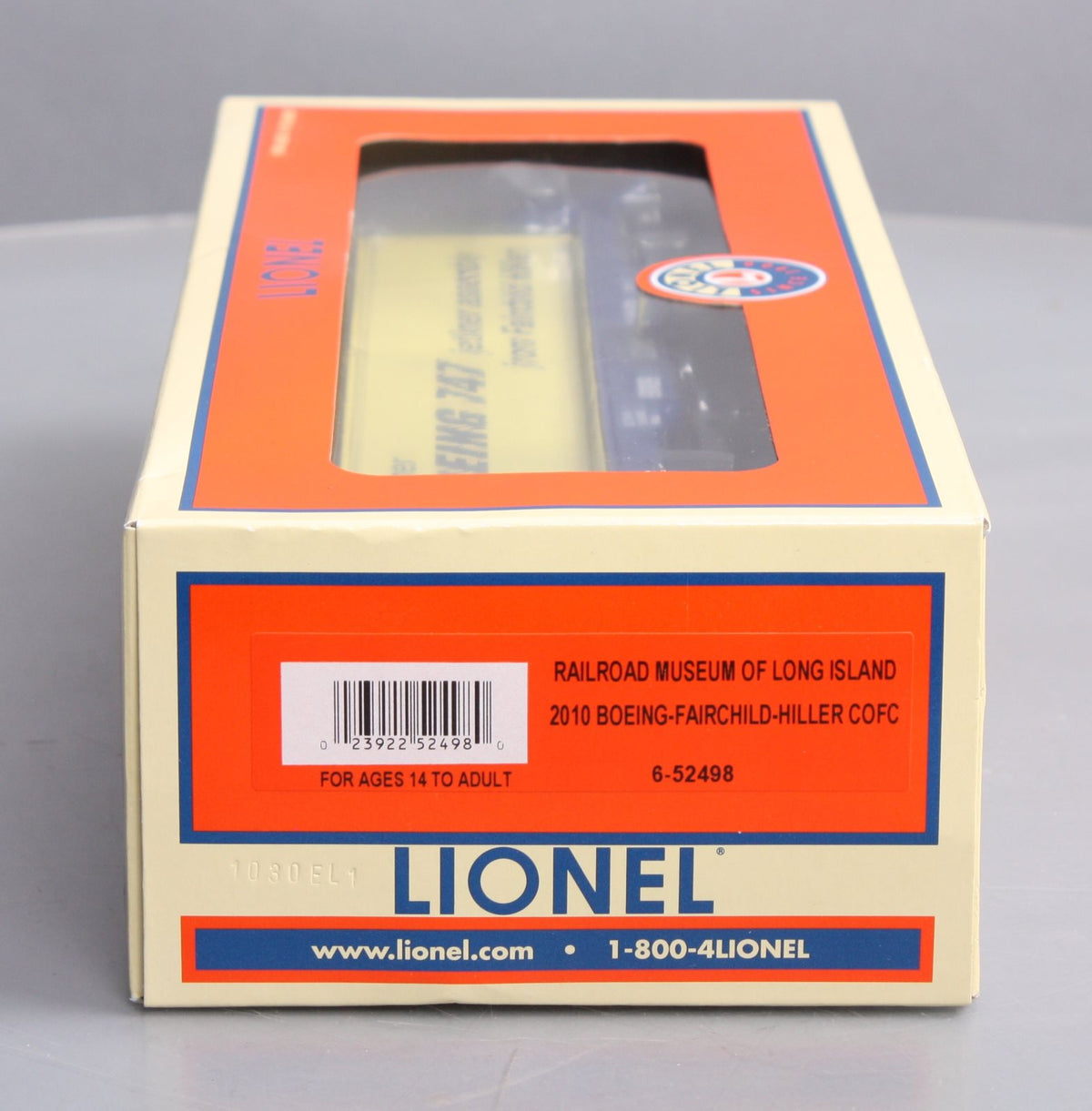 Lionel 6-52498 O Gauge RR Museum of LI 2010 Flatcar with Boeing Container NIB