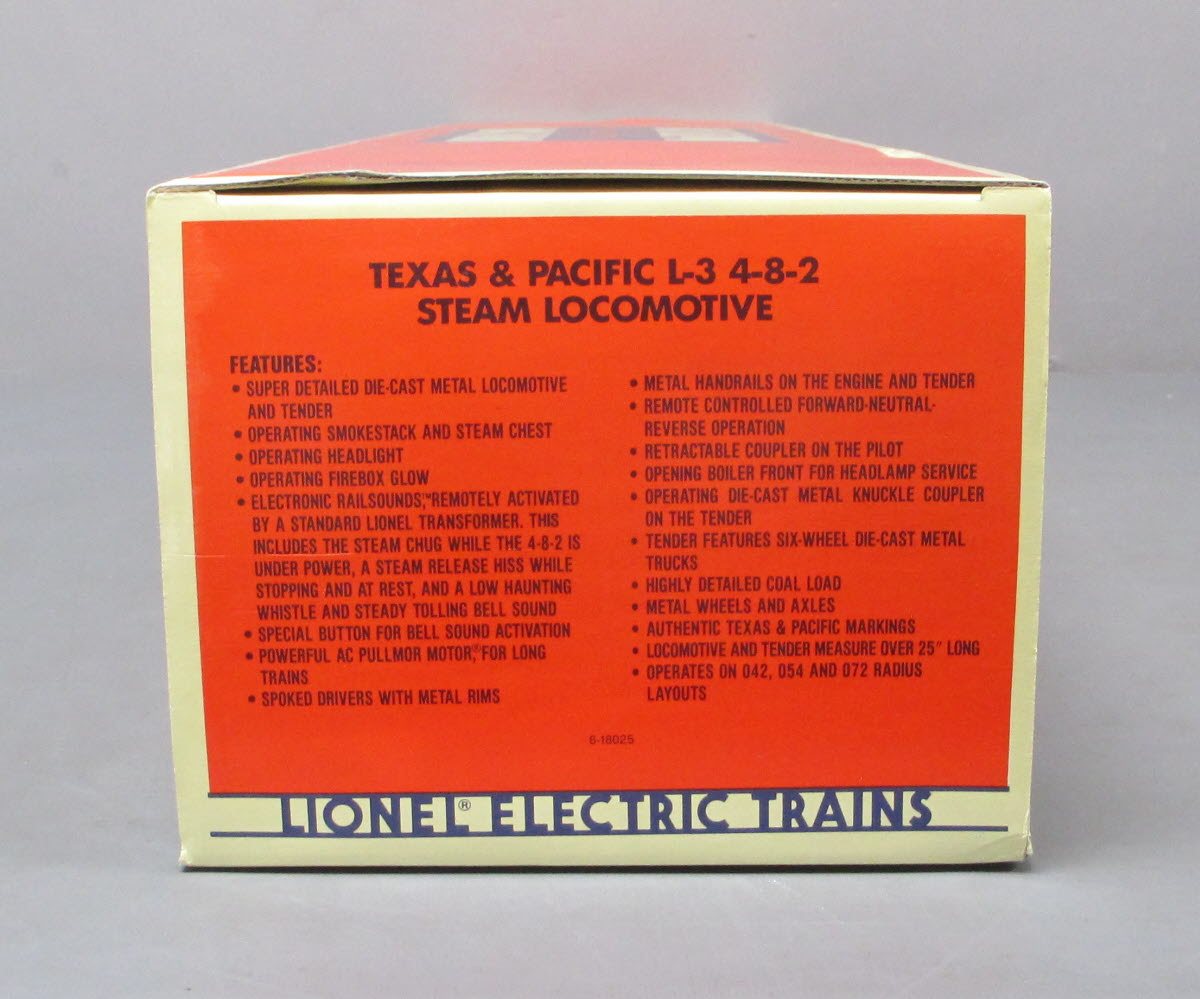 Lionel 6-18025 O Gauge Texas & Pacific 4-8-2 Steam Locomotive & Tender w/RS #907 LN/Box
