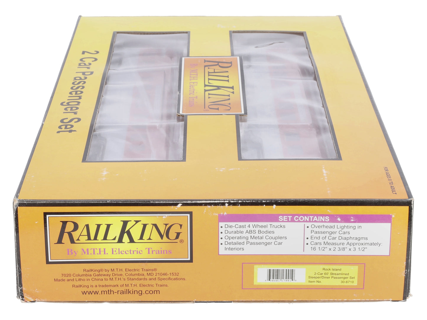 MTH 30-6710 O RI 60' Streamlined ABS Sleeper/Diner Passenger Set (Set of 2) LN/Box