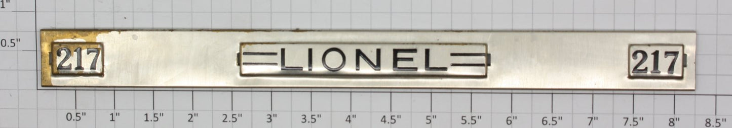 Lionel 217-10 Nickel Caboose Nameplate Insert