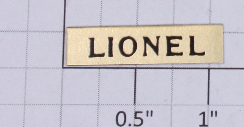 Lionel 420-3 Brass "Lionel" Name Plate-Self Adhesive