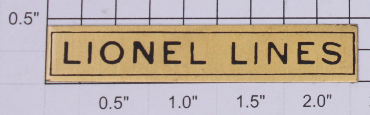 Lionel 400E-10 Brass Lionel Lines Tender Adhesive Nameplate