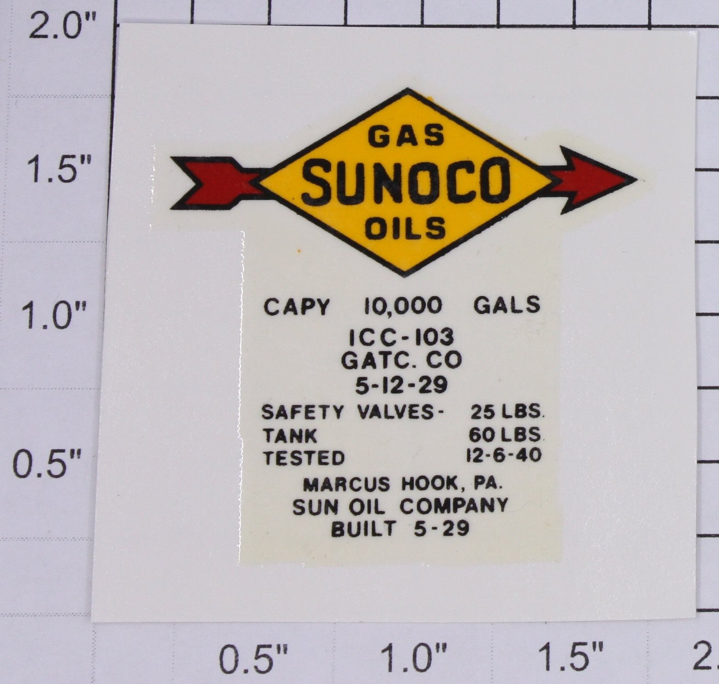 Lionel 654-4 Black Lettering Sunoco Water Soluble Decal