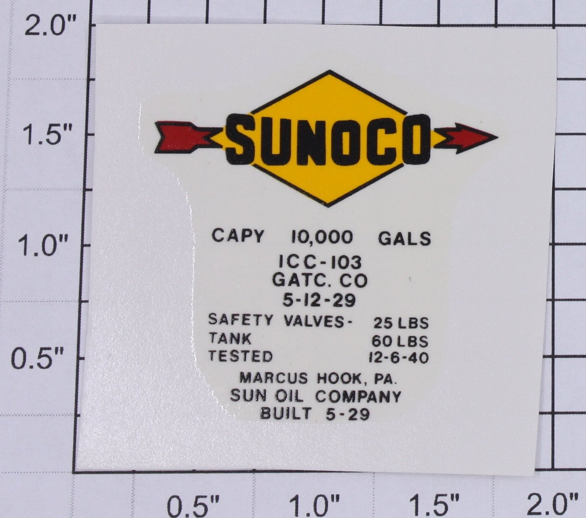 Lionel 654-10 Black Lettering Sunoco Water Soluble Decal-Sunoco Only