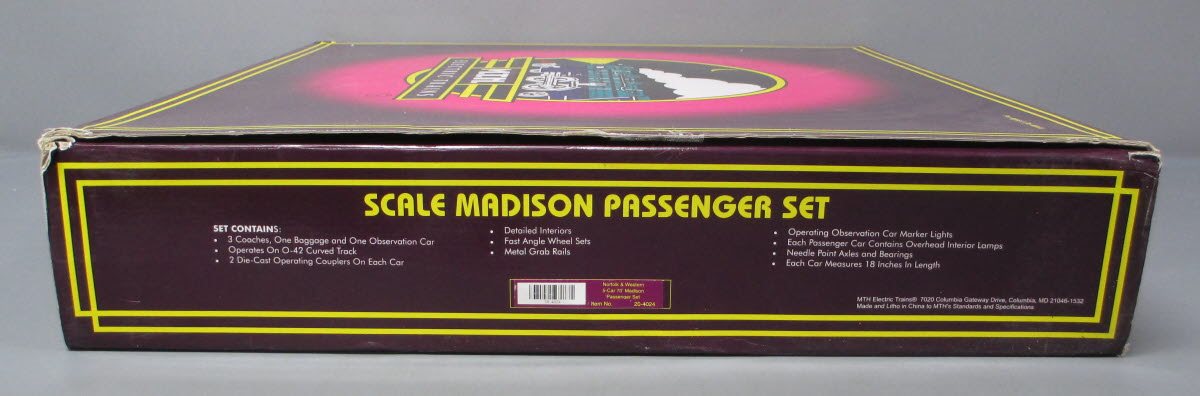 MTH 20-4024 O Scale Norfolk & Western 70' Madison Passenger Cars (Set of 5) LN/Box