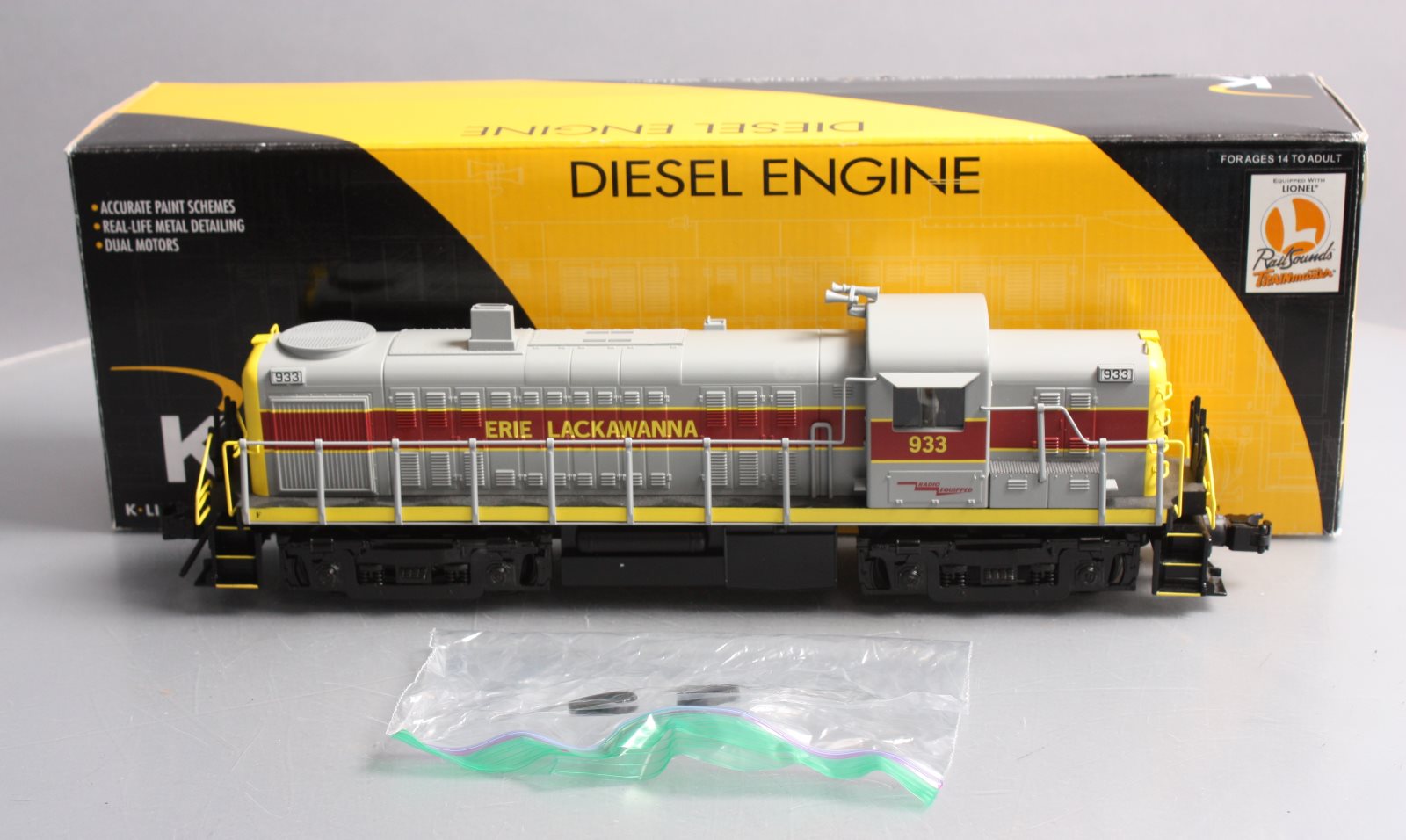K-Line 6-22280 O Gauge Erie RS-3 Diesel Locomotive #933 w