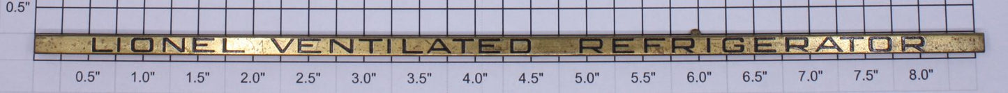 Lionel 214R-10 Brass Ventilated Refrigerator Nameplate with Tabs
