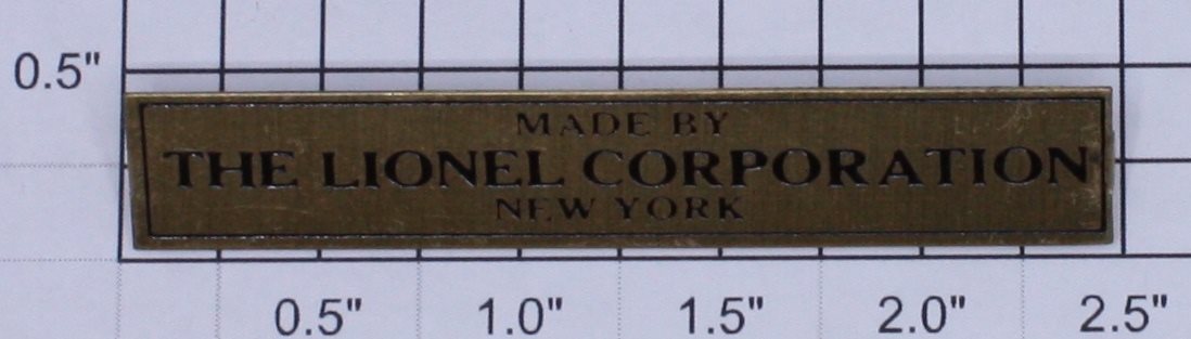 Lionel 440C-1 Large Prewar Brass Made By Lionel Corp. Nameplate