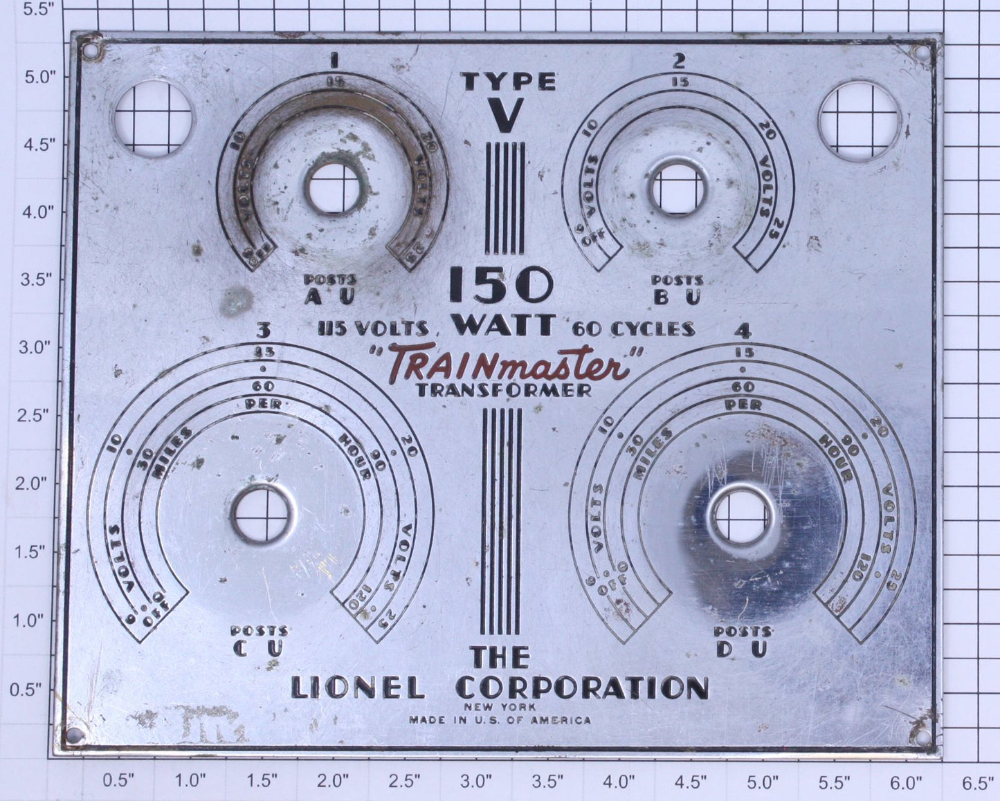 Lionel V-107 Metal Transformer Nameplate