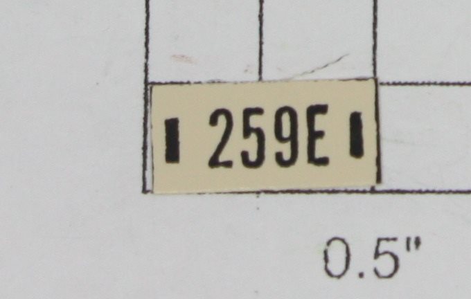 Lionel 259E-16 259E Celluloid Nameplate