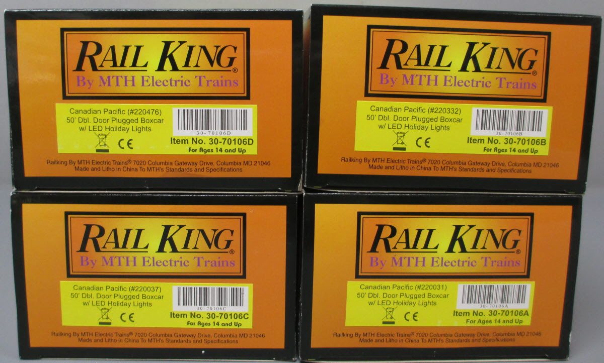 MTH 30-70106 O Canadian Pacific 4-Car 50' Double Door Plugged Boxcar Set LN/Box