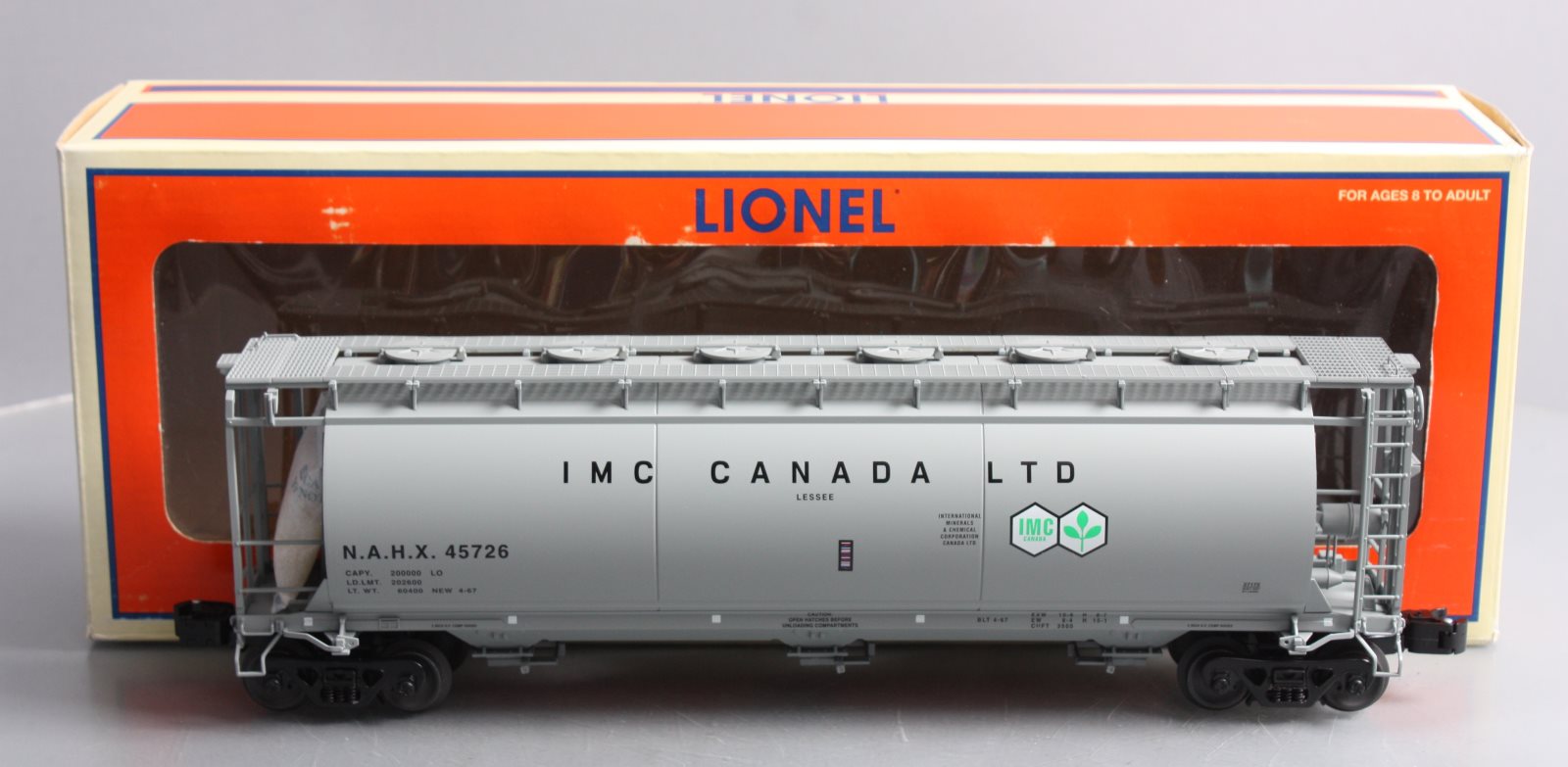 Lionel 6-27172 O Gauge IMC Canada Cylindrical 3-Bay Covered Hopper