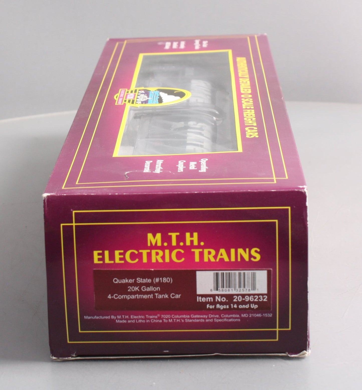 MTH 20-96232 O Scale Quaker State 20K Gal Tank Car #180 LN/Box