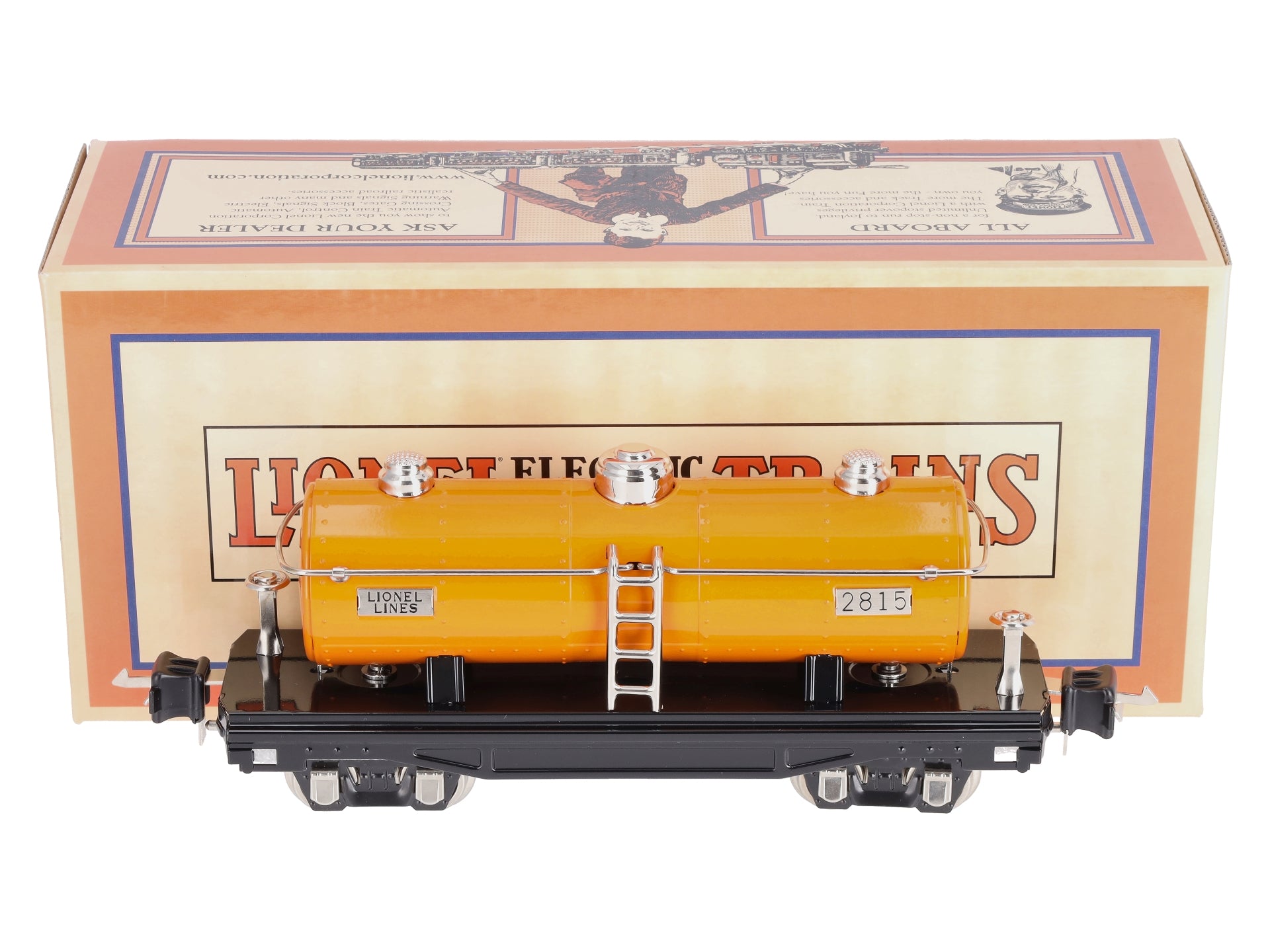 MTH 11-70007 O Gauge Orange Tinplate Tank Car #2815 – Trainz