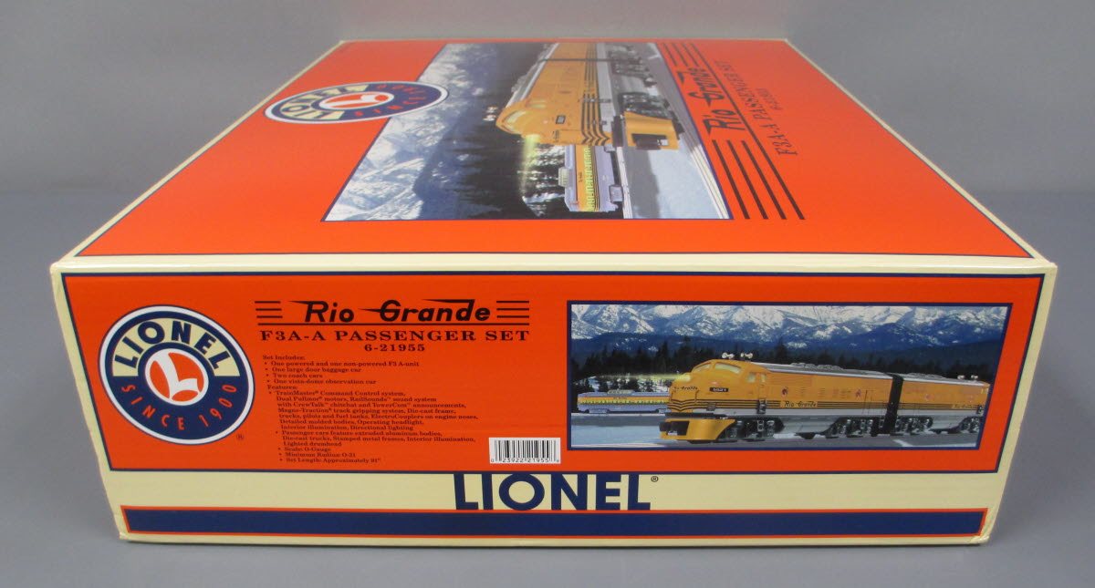 Lionel 6-21955 O Gauge D&RG F3 AA Diesel Passenger Train Set LN/Box