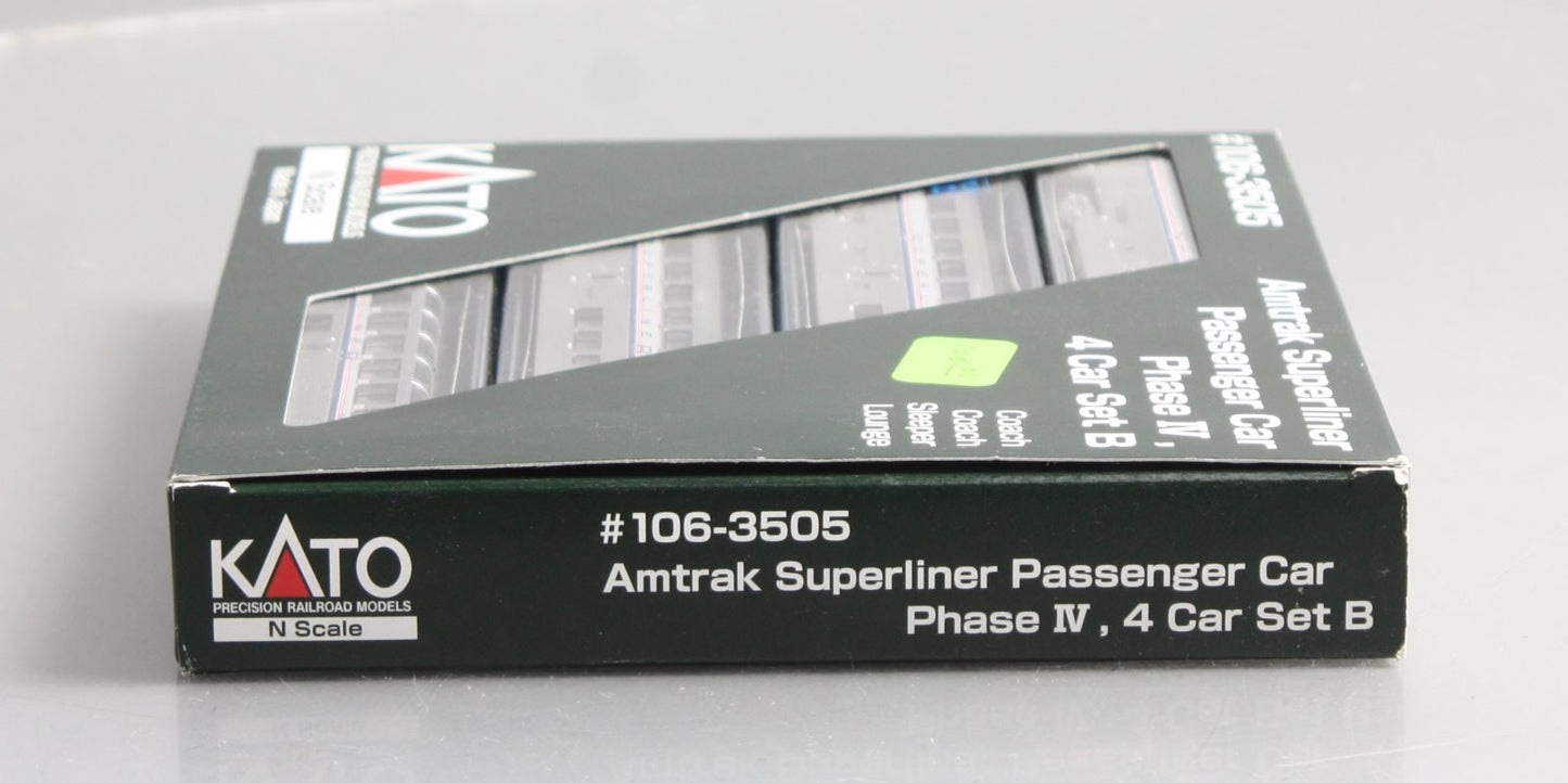 Kato 106-3505 N Amtrak Superliner Passenger Cars B (Set of 4) NIB