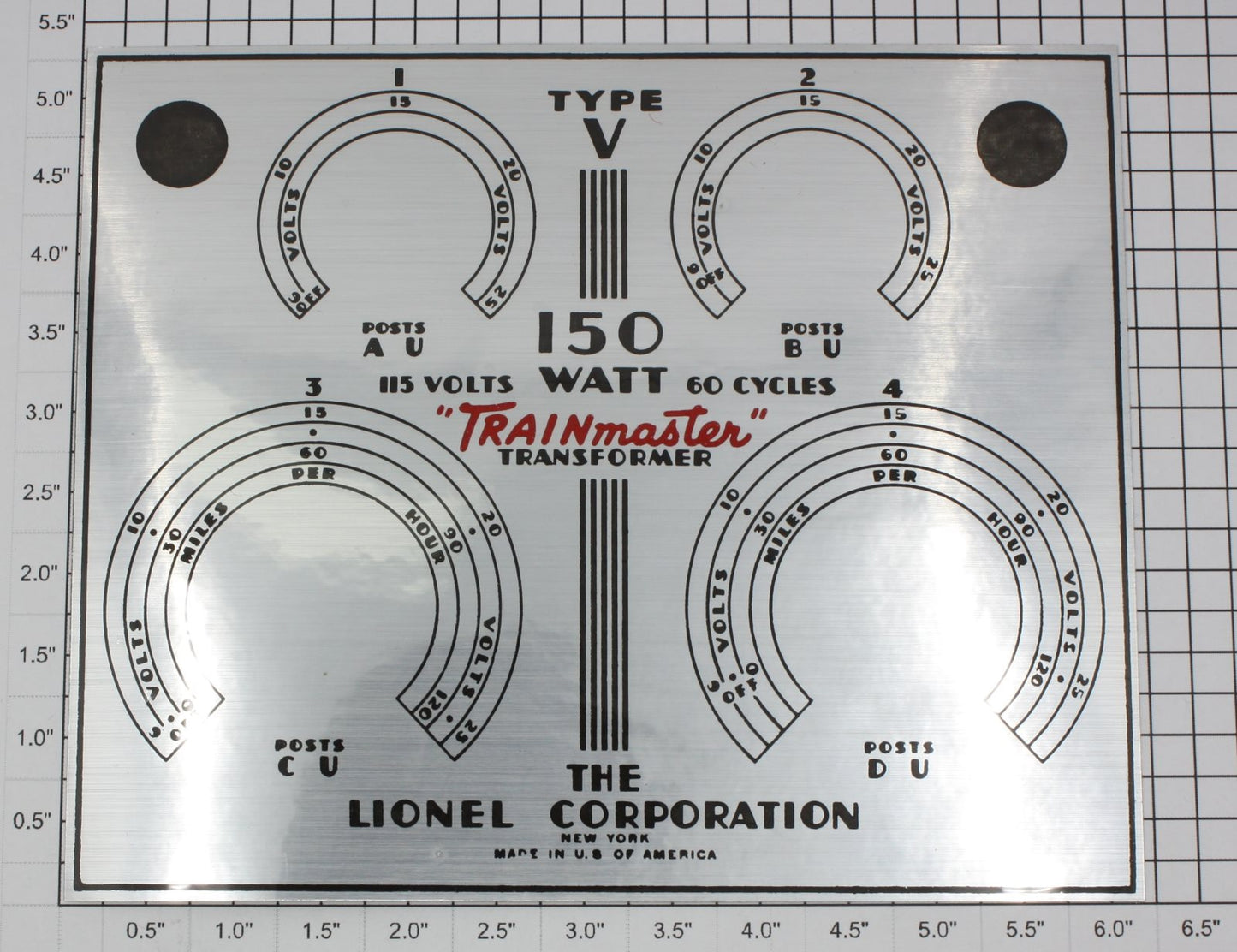 Lionel V-107 Sticker Transformer Nameplate