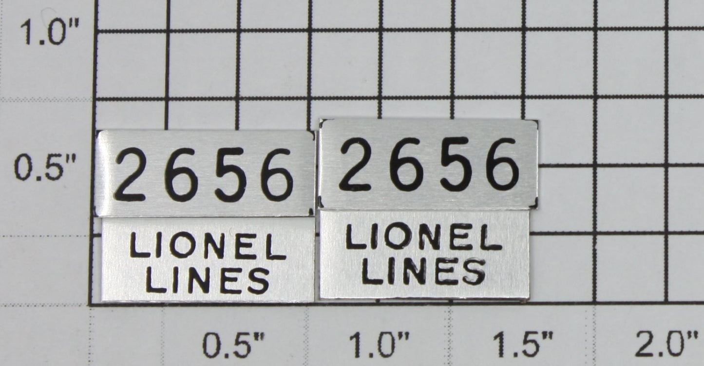 Lionel 2656-PLT 2656 & Lionel Lines Self Adhesive Plates (Set of 4)