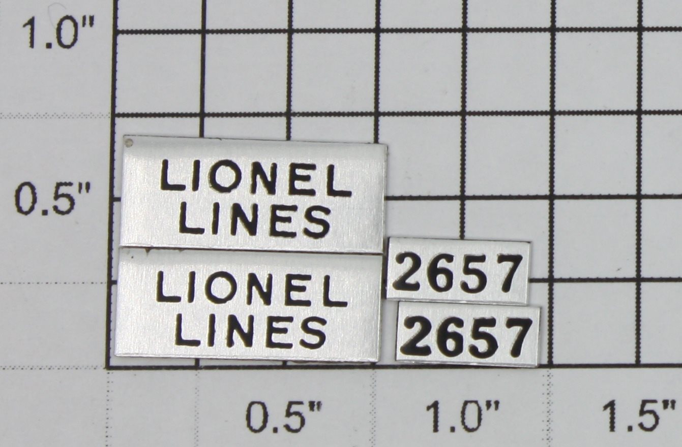 Lionel 2657-PLT Number Plate Lionel Lines Self Adhesive Plates (Set of 4)