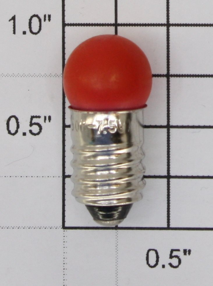 Lionel 50R 7.5 Volt Screw Base Translucent Red Small Globe Light Bulb - Fits 153