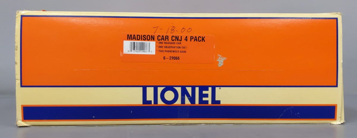 Lionel 6-29066 O Gauge CNJ Madison Passenger Cars (Set of 4) EX/Box