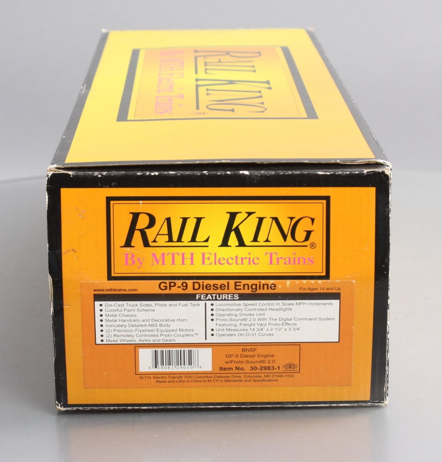 MTH 30-2983-1 O Gauge BNSF GP-9 Diesel Engine #1626 with Proto-Sound 2.0