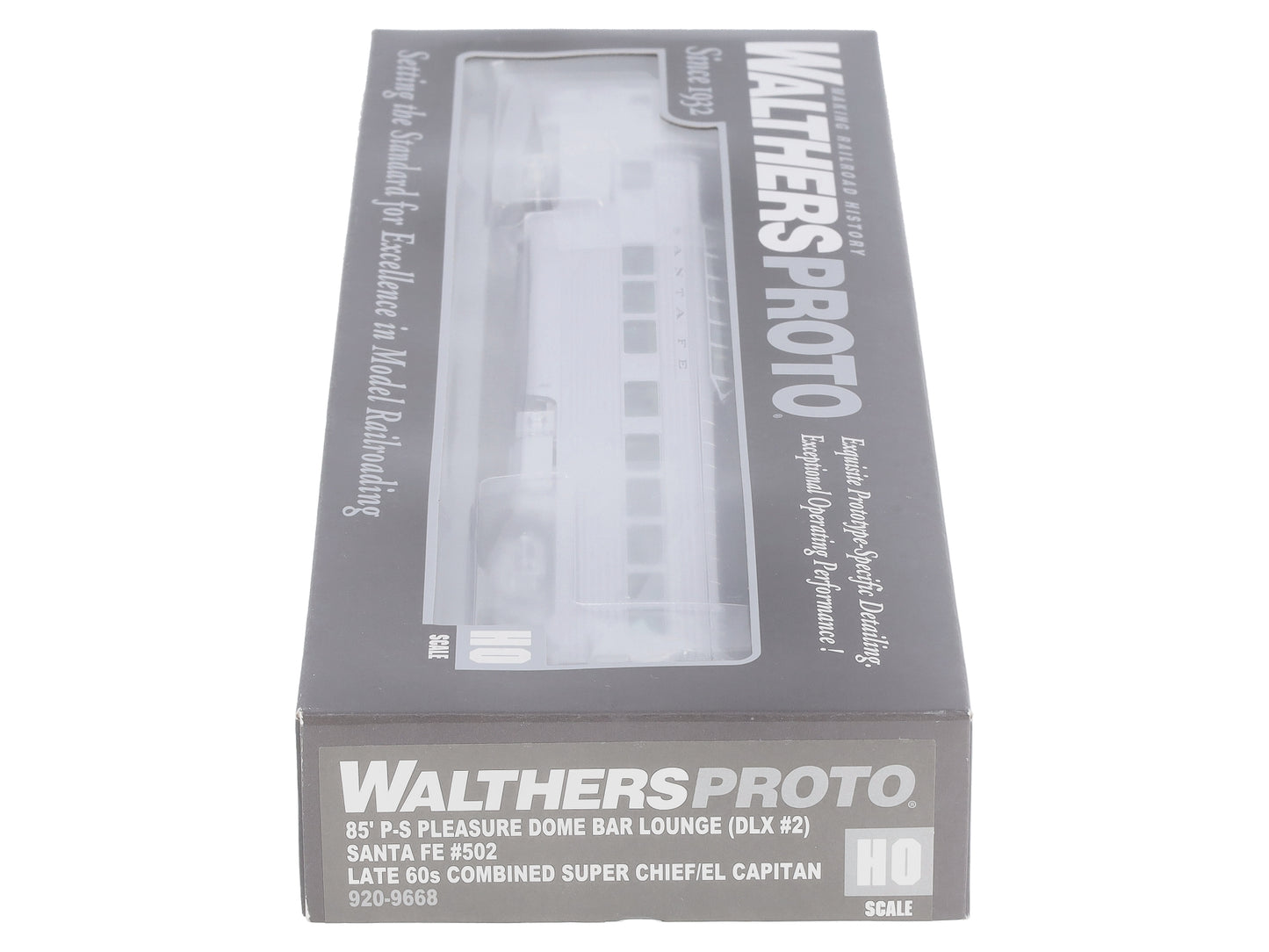 Walthers 920-9668 HO Santa Fe Deluxe 2 85' Pleasure Dome Bar Lounge Car #502