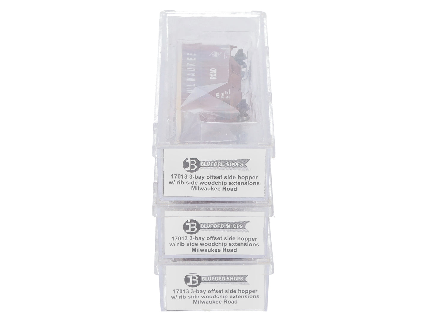 Bluford Shops 17013 N Scale Milwaukee Road Woodchip Hopper 3 Car Set