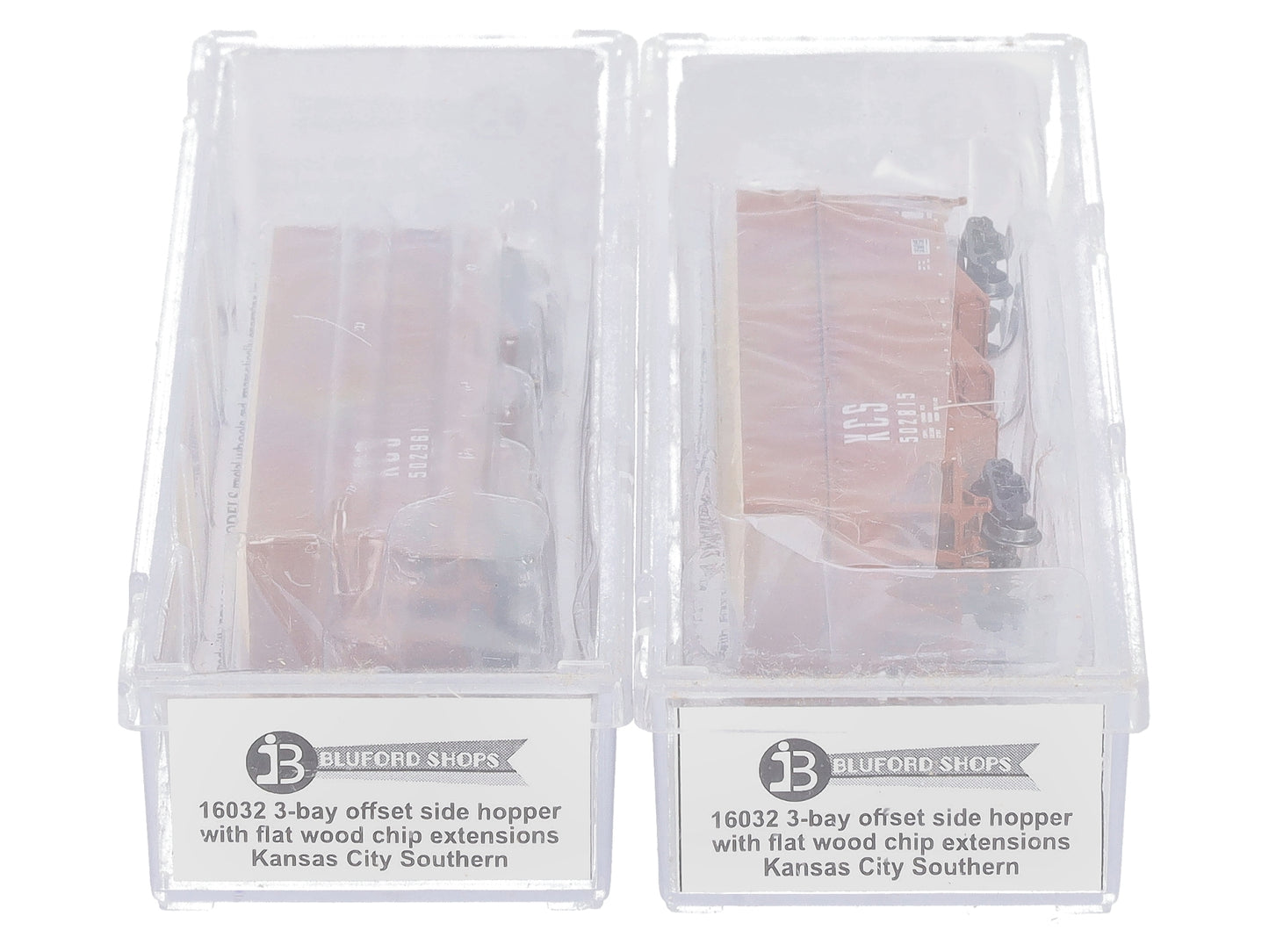 Bluford Shops 16032 N Offset-Side 3-Bay Wood Chip Hopper 2 Car set