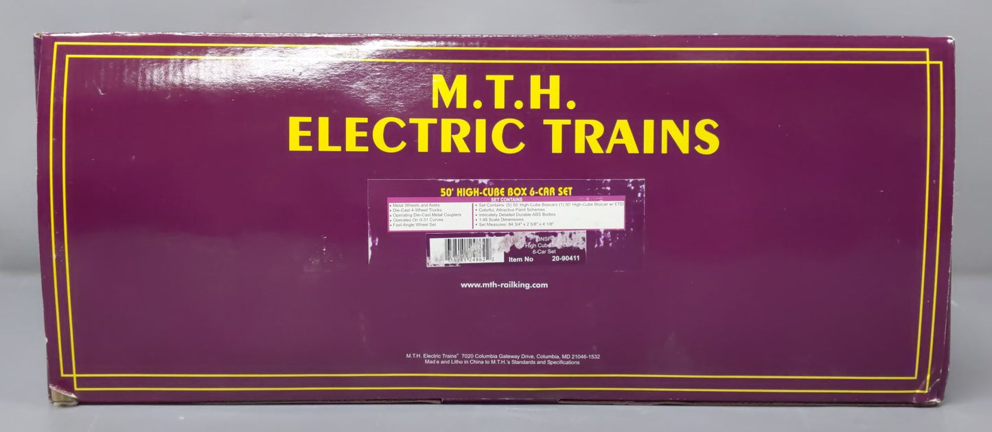 MTH 20-90411 O Burlington Northern Santa Fe 50' High Cube Box Car Set (Set of 6)
