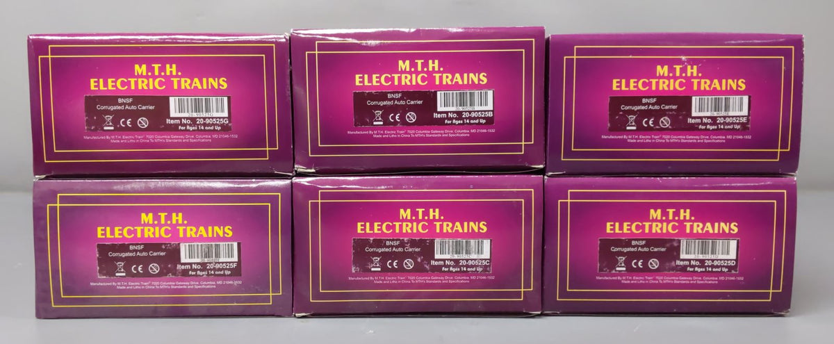 MTH 20-90525 O BNSF Corrugated Auto Carrier Set (Set of 6)