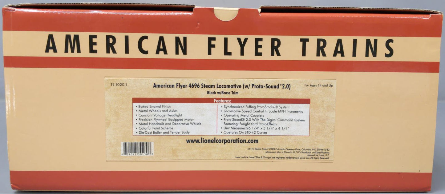 MTH 11-1020-1 Std Lionel Corp AFL Tinplate 4696 Steam Engine & Tender w/PS2 NIB