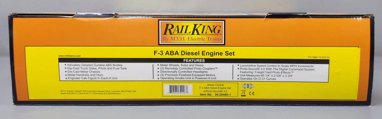 MTH 30-20460-1 O Jersey Central F3 ABA Diesel Engine Set with PS 3.0 #52/55