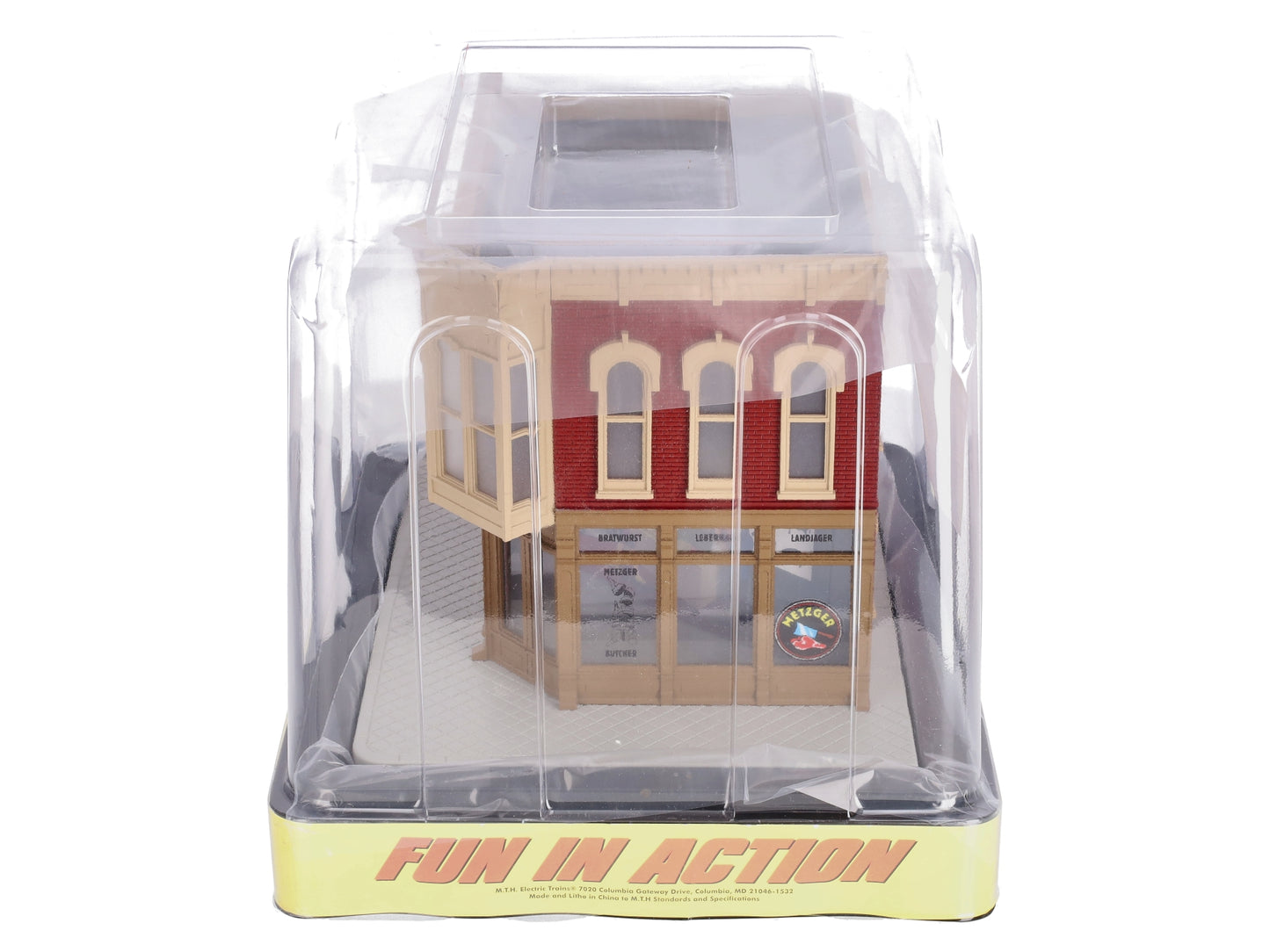 MTH 30-90341 O Scale Metzger Butcher Shop Corner Building w/ Blinking Sign