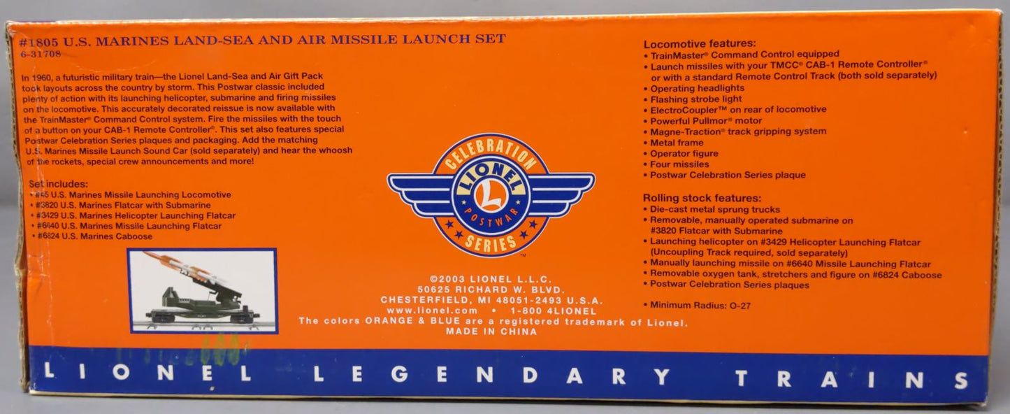 Lionel 6-31708 O Gauge Land-Sea-Air Marine Missile Launch Diesel Train Set LN/Box