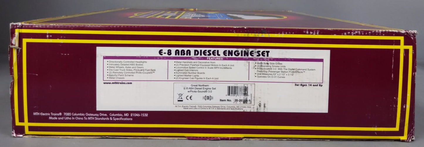 MTH 20-20354-1 O Gauge GN E-8 ABA Diesel Engine Set w/PS 3.0 #504/512/504B