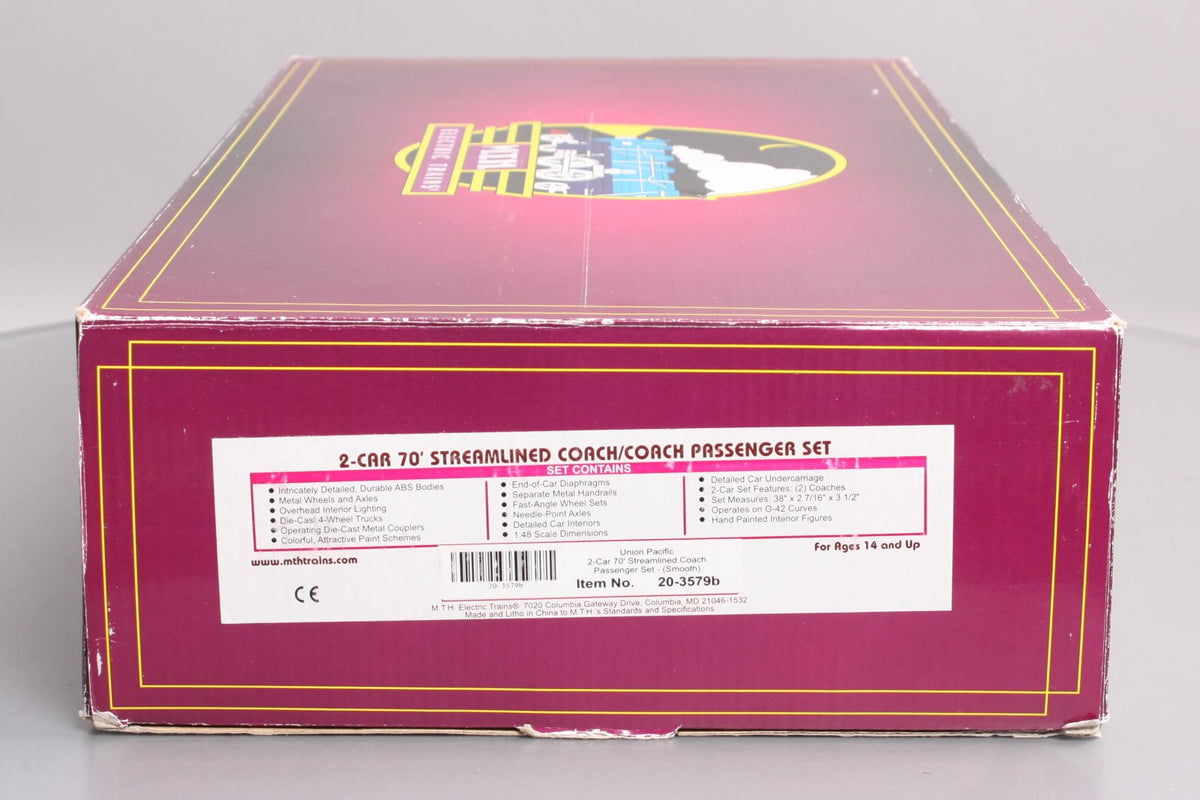 MTH 20-3579B O Union Pacific 70' Streamlined Coach Passenger Set (Set of 2) LN/Box