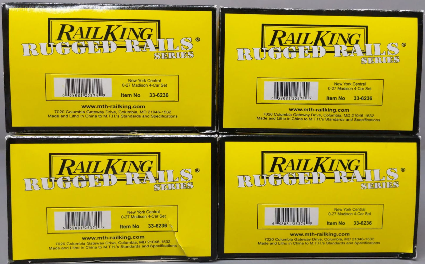 MTH 33-6236 O Gauge NYC Rugged Rails Madison Passenger Cars (Set of 4)