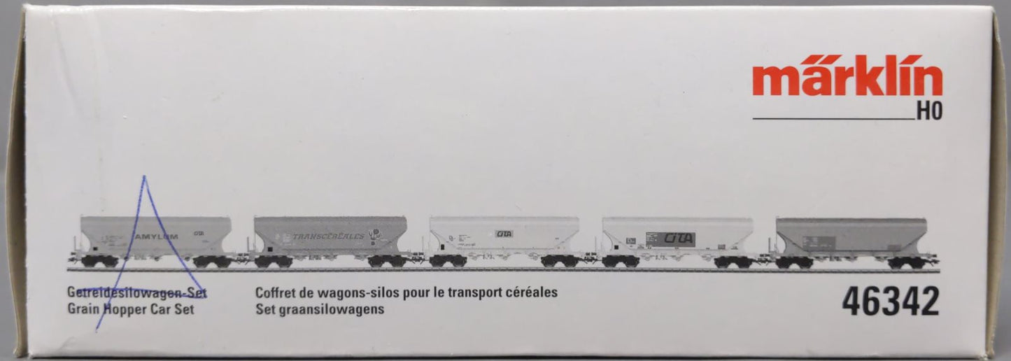 Marklin 46342 HO Scale Deutsche Bahn Grain Hopper 5-Car Set