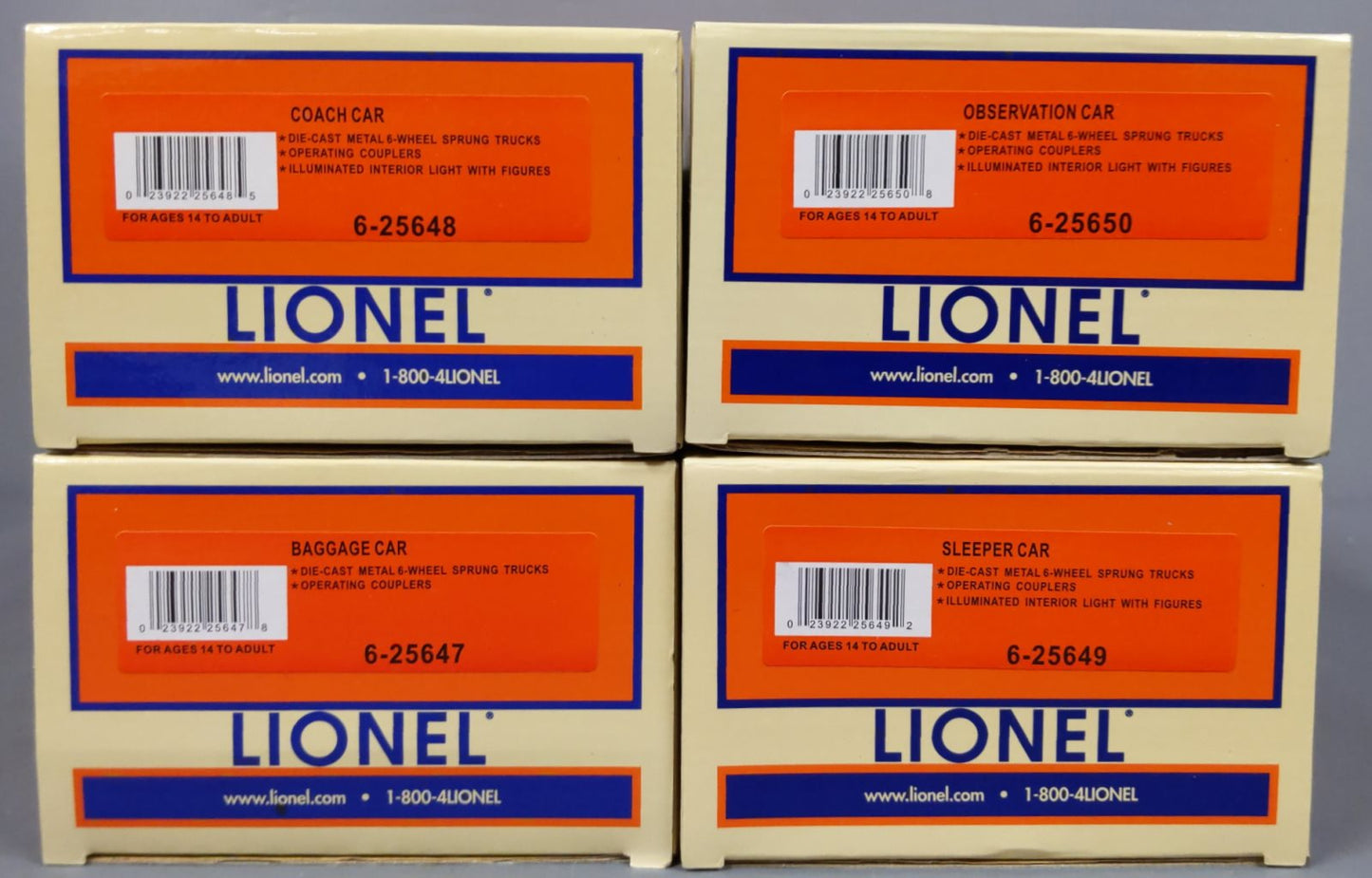 Lionel 6-25646 O Santa Fe "The Scout" Heavyweight Passenger Cars (Set of 4) LN/Box