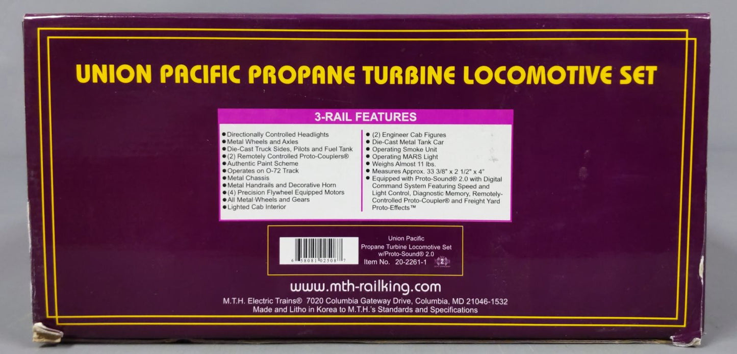 MTH 20-2261-1 O Union Pacific Propane Turbine Engine Set w/PS2 #57 LN/Box