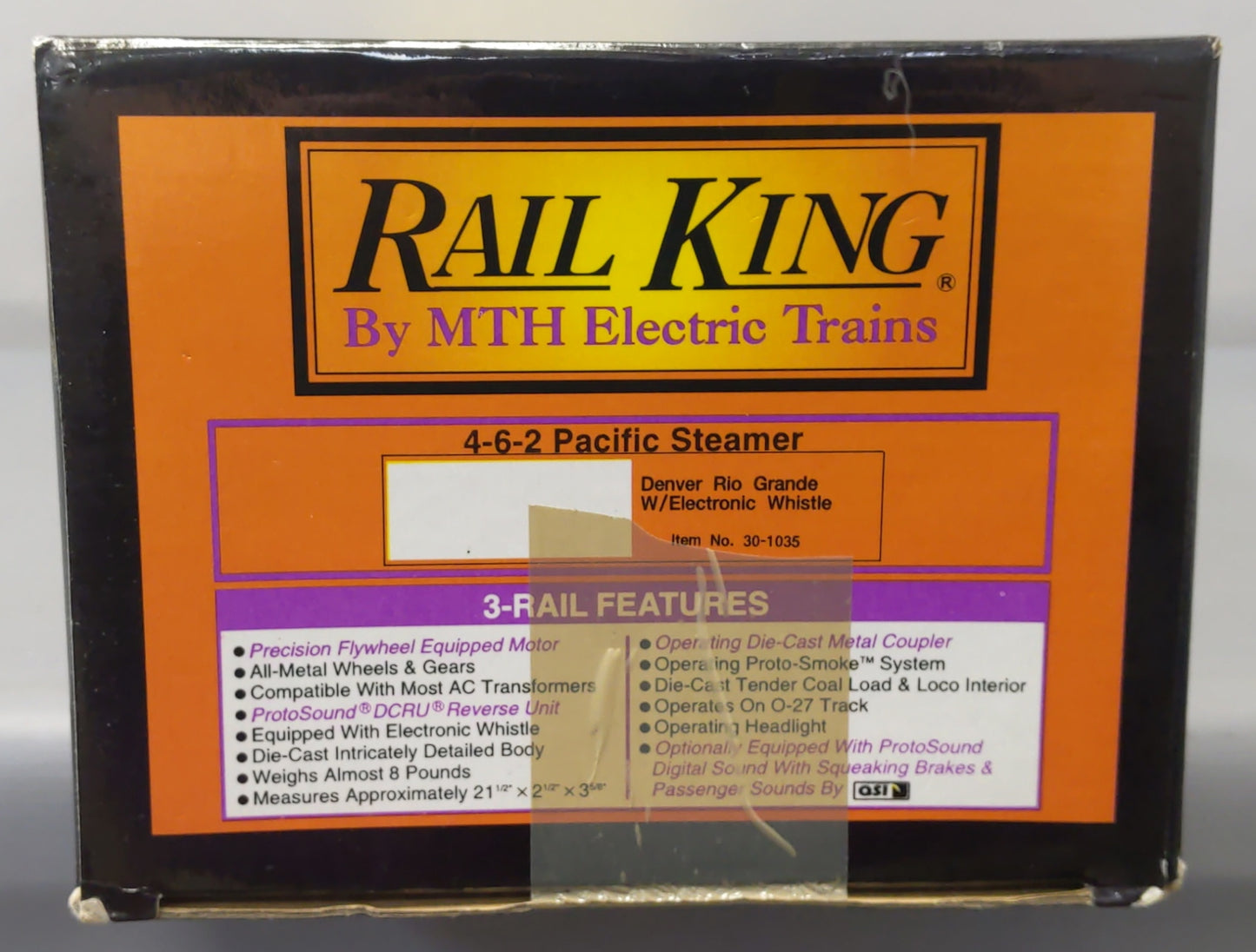 MTH 30-1035 O Gauge D&RG 4-6-2 Pacific Steam #809 w/Whistle LN/Box