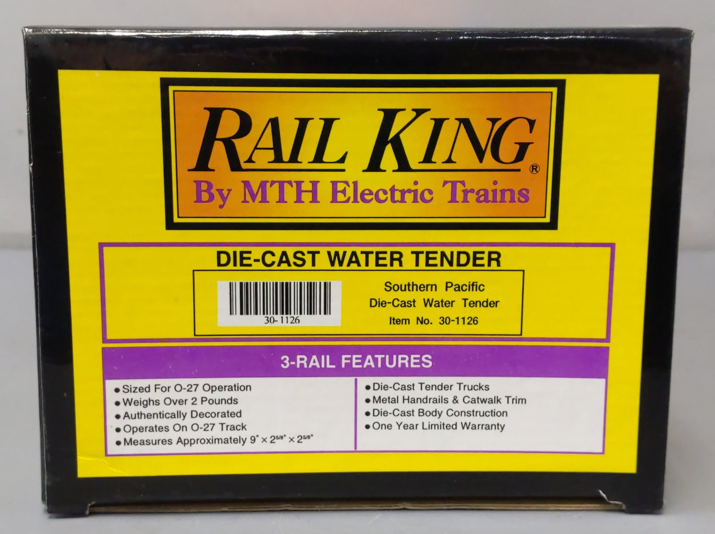 MTH 30-1126 O Gauge Southern Pacific Die-Cast Water Tender LN/Box