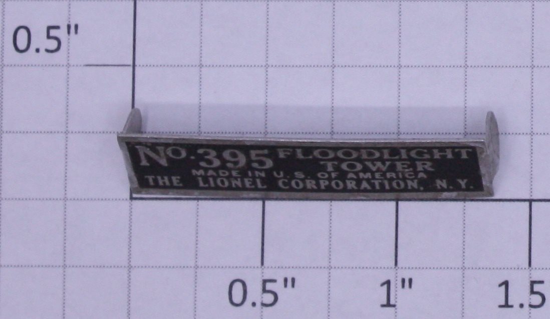 Lionel 395-3 Floodlight Tower Nameplate with Tabs