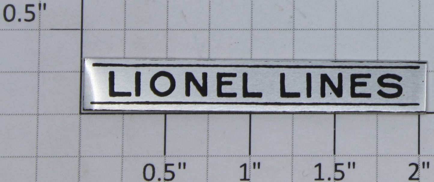 Lionel 817-1 Nickel Lionel Lines Adhesive Nameplate
