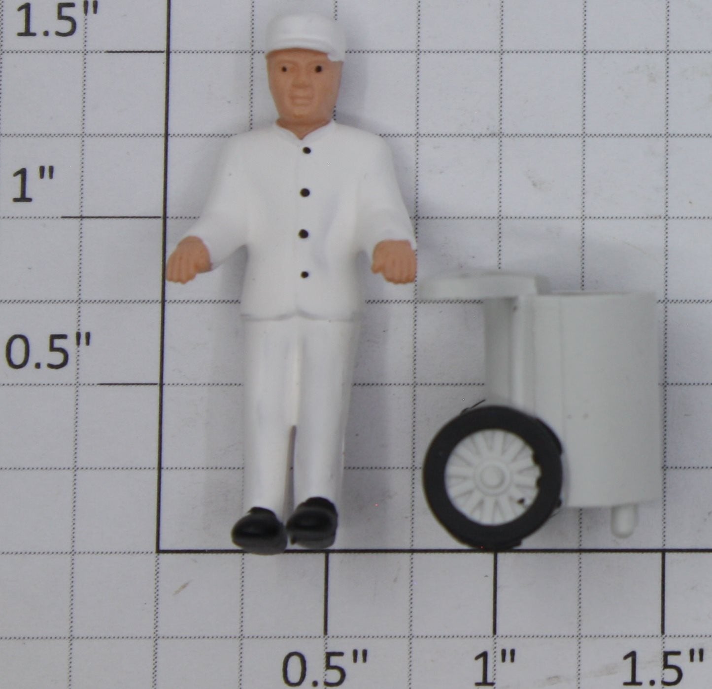 Acme 09060-36 O Gauge Painted Plastic "Cleanup Clem" with Trash Bin Figure