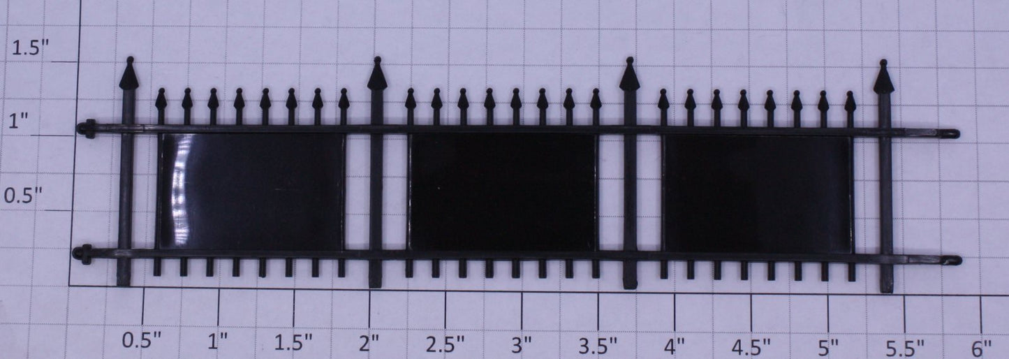 Lionel 256-10X Black 3-Section Plastic Fence with Solid Centers